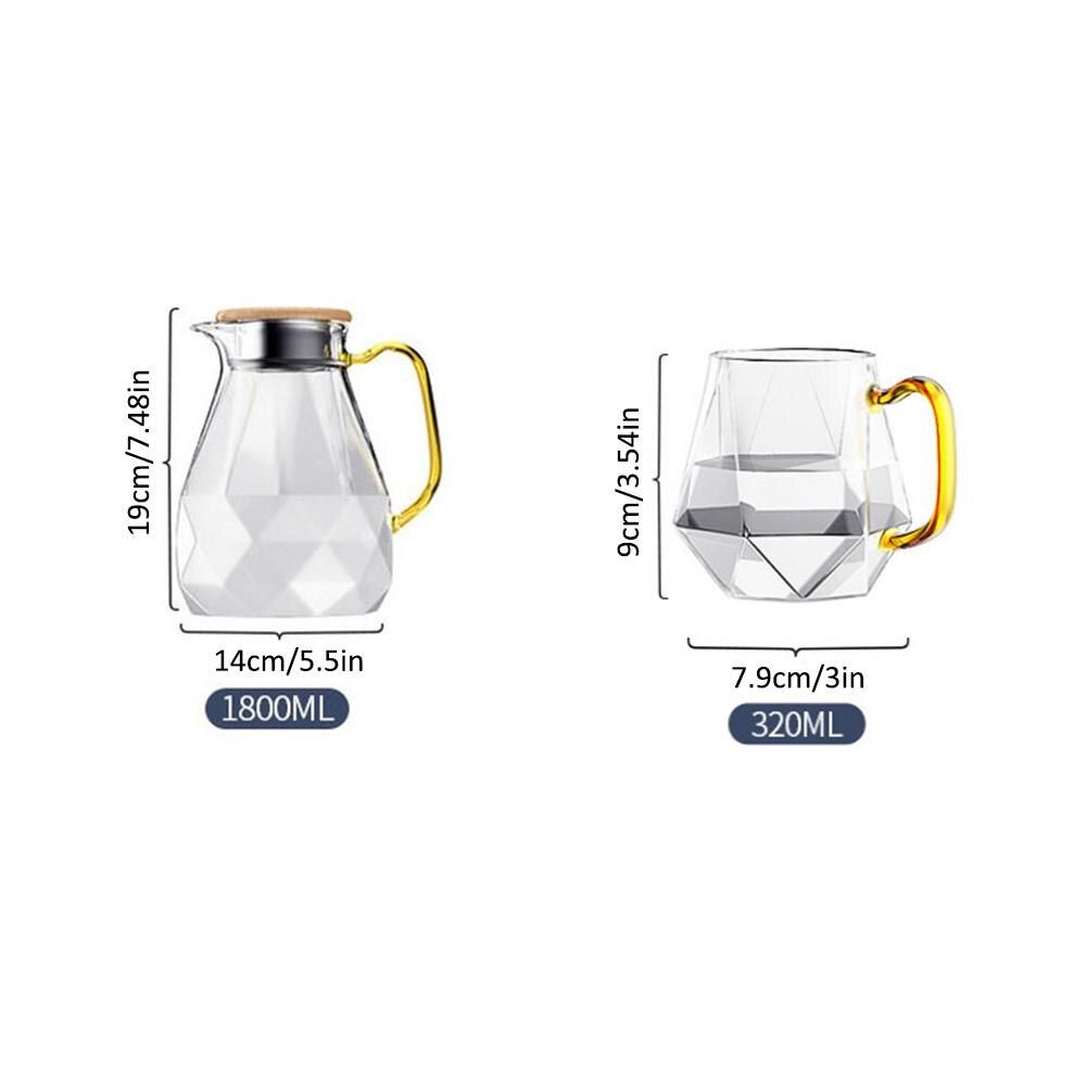 Diamond Glass Tea Set Teapot  Cold Water Jug-1.8l