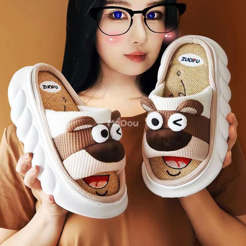 Mo Dou 2022 All Senson Designer Slippers Cute Cartoon Lovely Cat Bedroom Cotton Home Shoes Indoor Thick Sole Couples Men Women