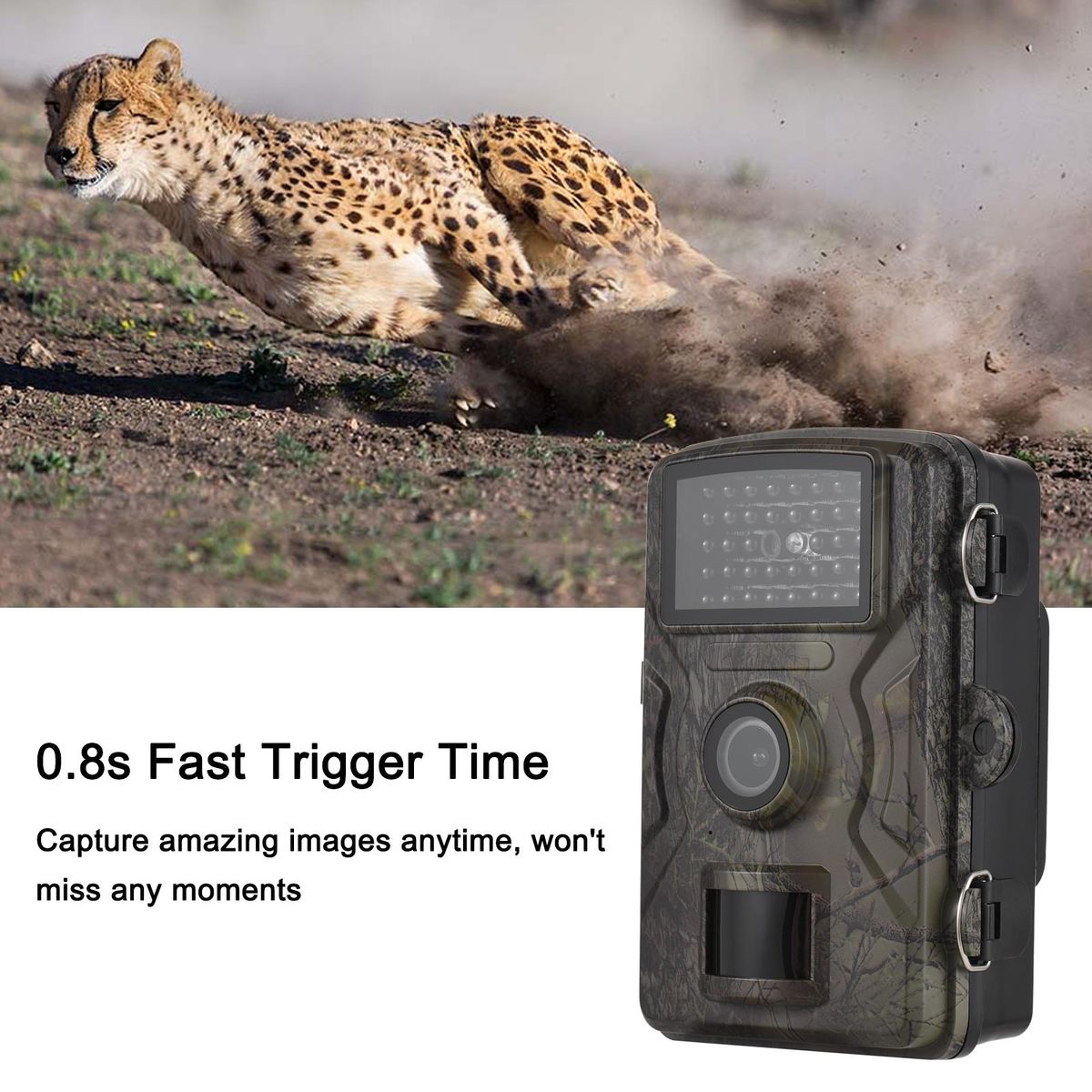 1080P Trail Camera 16MP Wildlife Scouting Camera Tracking Camera with 2.0 Inch TFT Color Screen 0.8s Trigger Time Supports Infrared Night Vision Motion Activated IP66 Waterproof