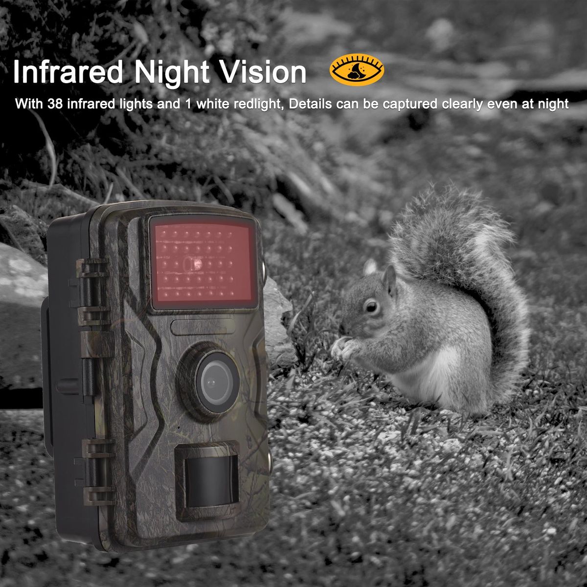 1080P Trail Camera 16MP Wildlife Scouting Camera Tracking Camera with 2.0 Inch TFT Color Screen 0.8s Trigger Time Supports Infrared Night Vision Motion Activated IP66 Waterproof