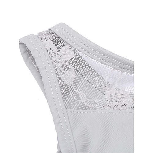 Girls Gymnastics Tank Top O-Neck Sleeveless Lace Patchwork Dance Leotard-Silver