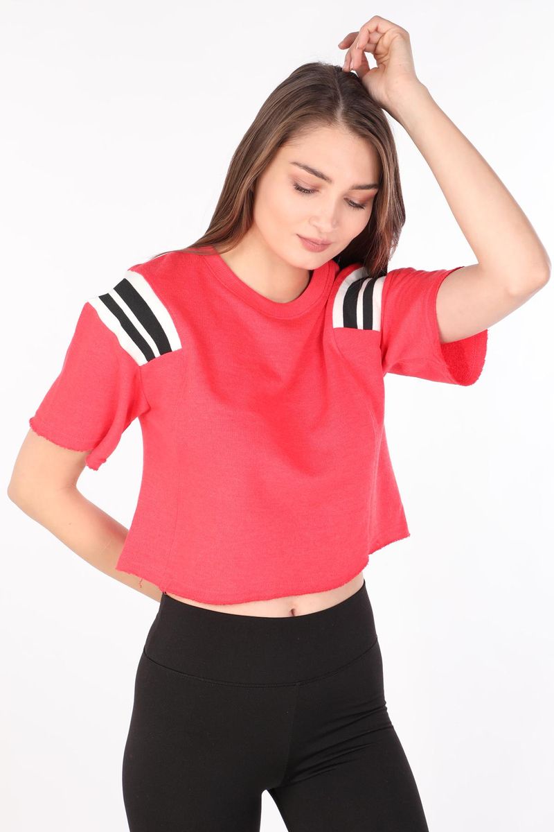 Women's Ribbed Crop T-shirt Pomegranate Blossom