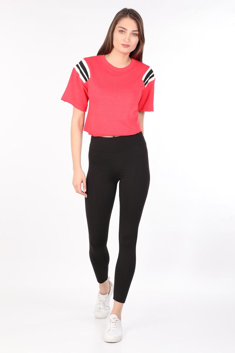 Women's Ribbed Crop T-shirt Pomegranate Blossom