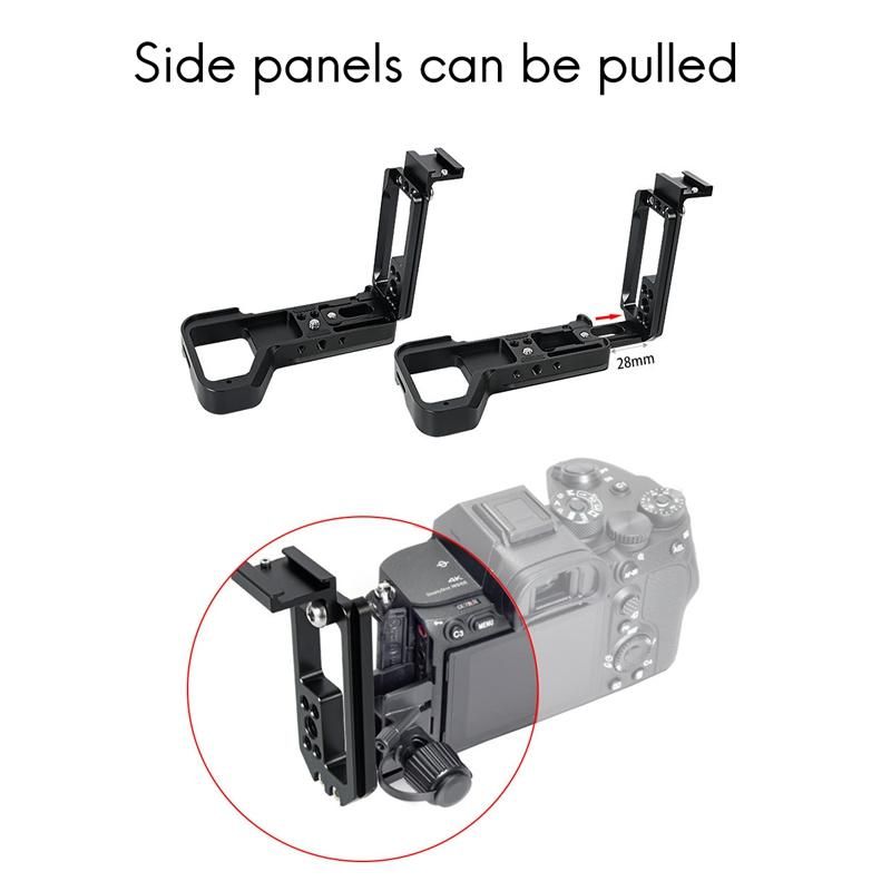 A7R4 A7M4 Stretchable Adjustable Quick Release L Plate/Bracket Hand Grip with Hot Shoe for Sony A7RIV A7MIV Camera RRS