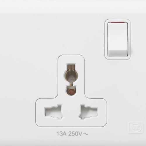 Essentials 13A 1G DP Switched Socket- International Flush