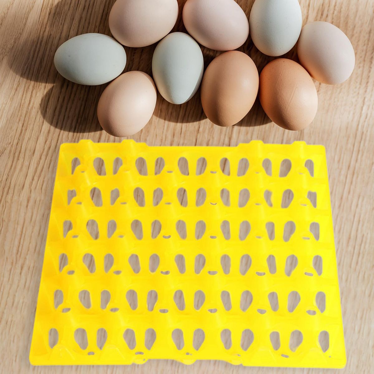30 Cell Egg Storage Tray Plastic Stackable Breathable Yellow