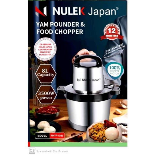 Nulek 2in1 Yam Pounder And Food Chopper - 2200w - 8l