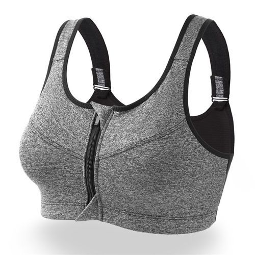 Women S-XXL Size Push Up Zip Front Close Padded Adjustable Sports Bra T