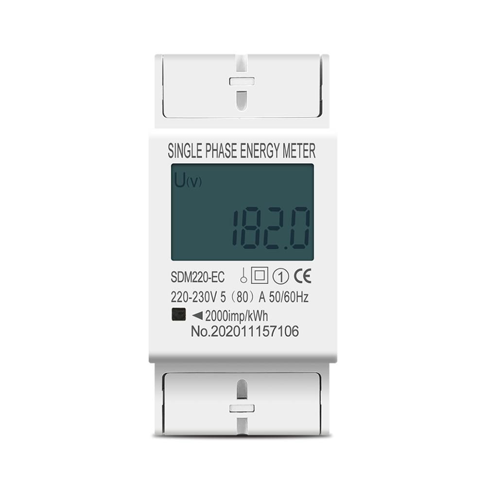 80A Din Rail Single Phase Two Wire AC 220V 230V 50Hz/60Hz LCD Digital Display Power Consumption Energy Electric Meter KWh