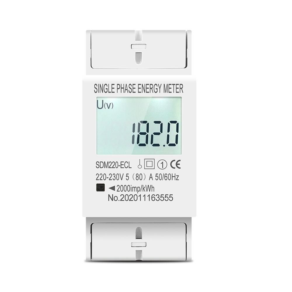 80A Din Rail Single Phase Two Wire AC 220V 230V 50Hz/60Hz LCD Digital Display Power Consumption Energy Electric Meter KWh