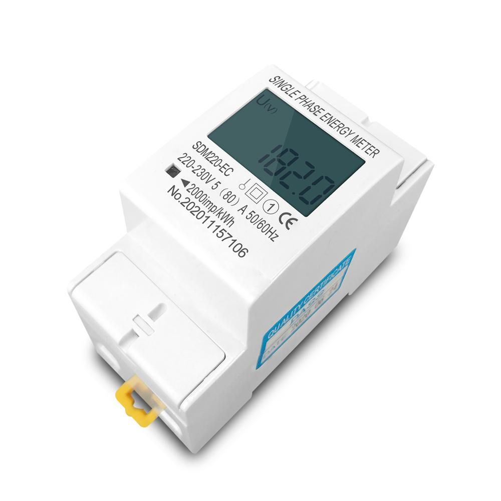 80A Din Rail Single Phase Two Wire AC 220V 230V 50Hz/60Hz LCD Digital Display Power Consumption Energy Electric Meter KWh
