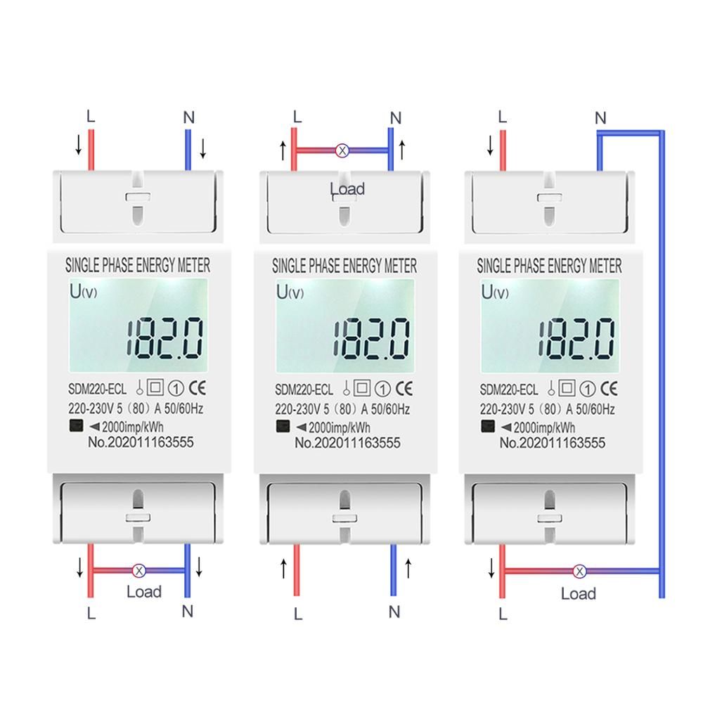 80A Din Rail Single Phase Two Wire AC 220V 230V 50Hz/60Hz LCD Digital Display Power Consumption Energy Electric Meter KWh