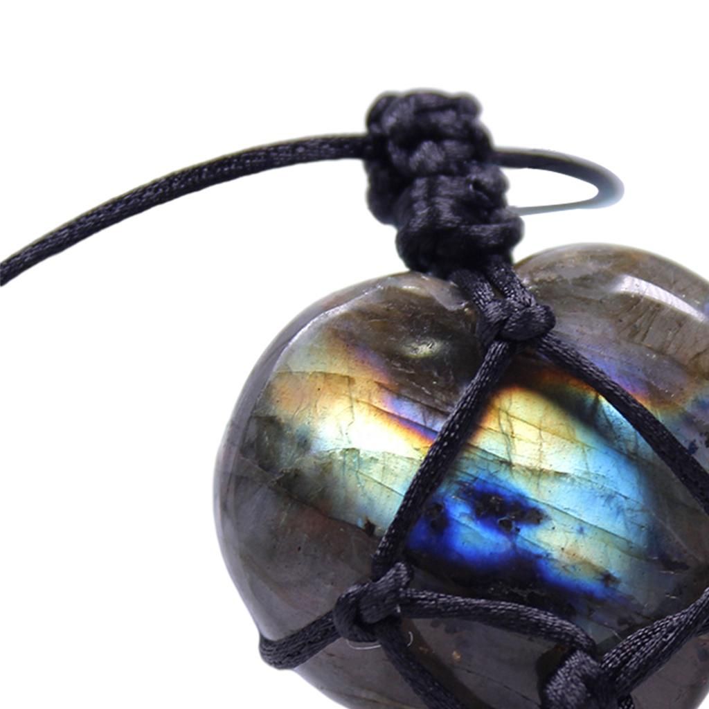 Crystal Stone Necklace Handcraft Rope Wrapped Gemstone Charms B