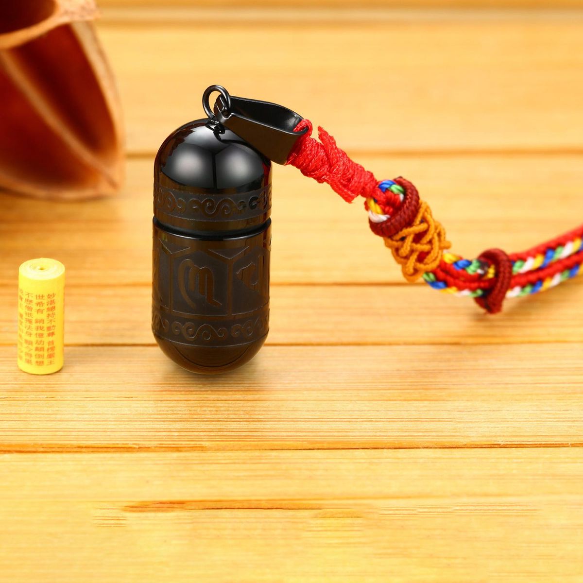 Necklace For Men 71cm Long Braided Rope Chain Cremation Black