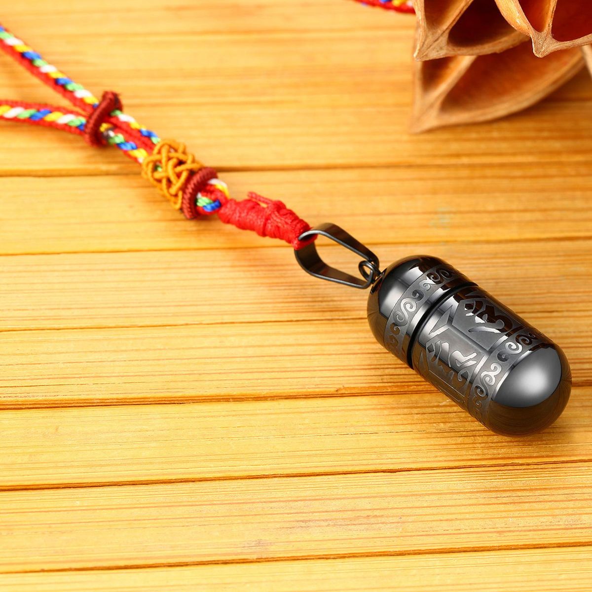Necklace For Men 71cm Long Braided Rope Chain Cremation Black