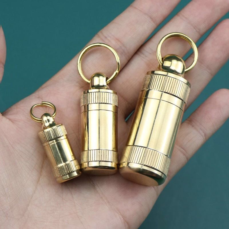 Copper Waterproof Sealed Pill Box Travel Pill Case Vitamins Storage Container Mini BrCapsules Organizer For Medicine Tablets Middle