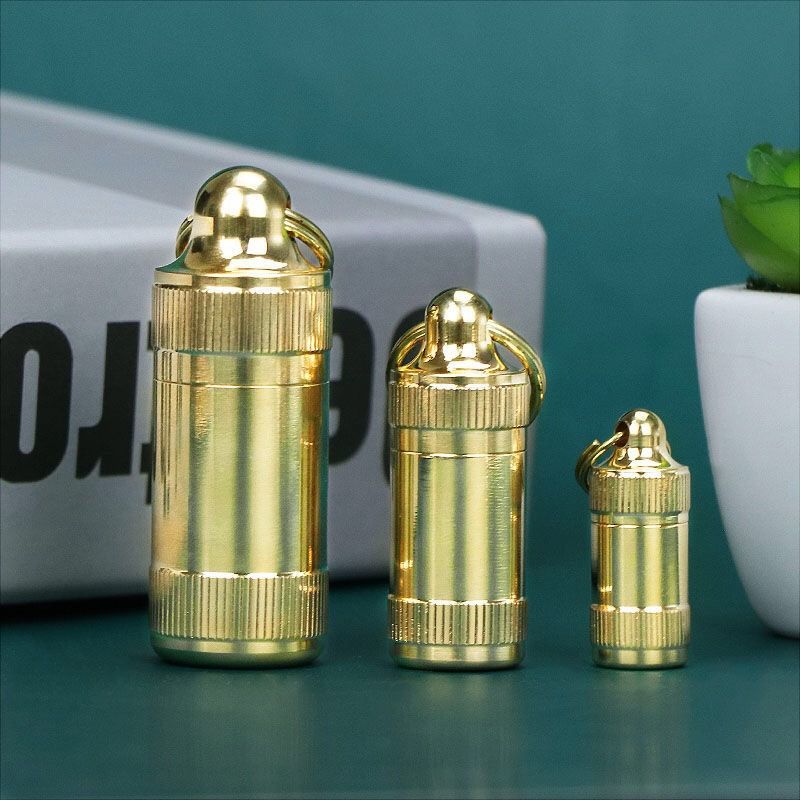 Copper Waterproof Sealed Pill Box Travel Pill Case Vitamins Storage Container Mini BrCapsules Organizer For Medicine Tablets Middle