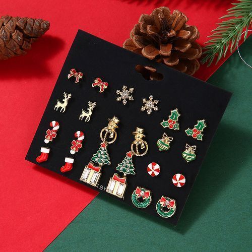 Christmas Earrings Christmas Tree Snowman Gift Elk Earrings Set