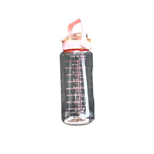2000ml Daily Reminder Water Bottle With Straw/scale - Pink