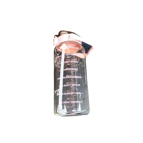 2000ml Daily Reminder Water Bottle With Straw/scale - Pink