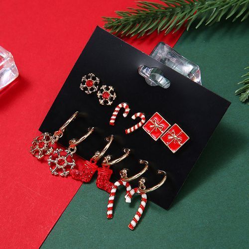 Christmas Earrings 6 Pieces Gift Alloy Simple Combination Earrings