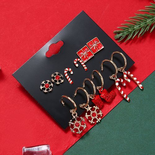 Christmas Earrings 6 Pieces Gift Alloy Simple Combination Earrings
