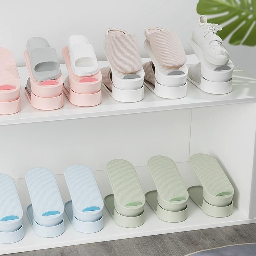2Pcs Adjustable Shoe Organizer Closet Stand Shoes Storage