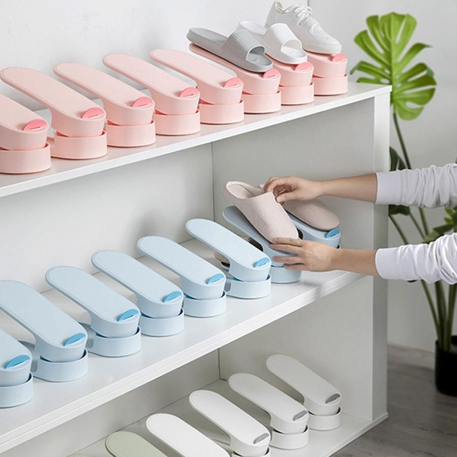 2Pcs Adjustable Shoe Organizer Closet Stand Shoes Storage