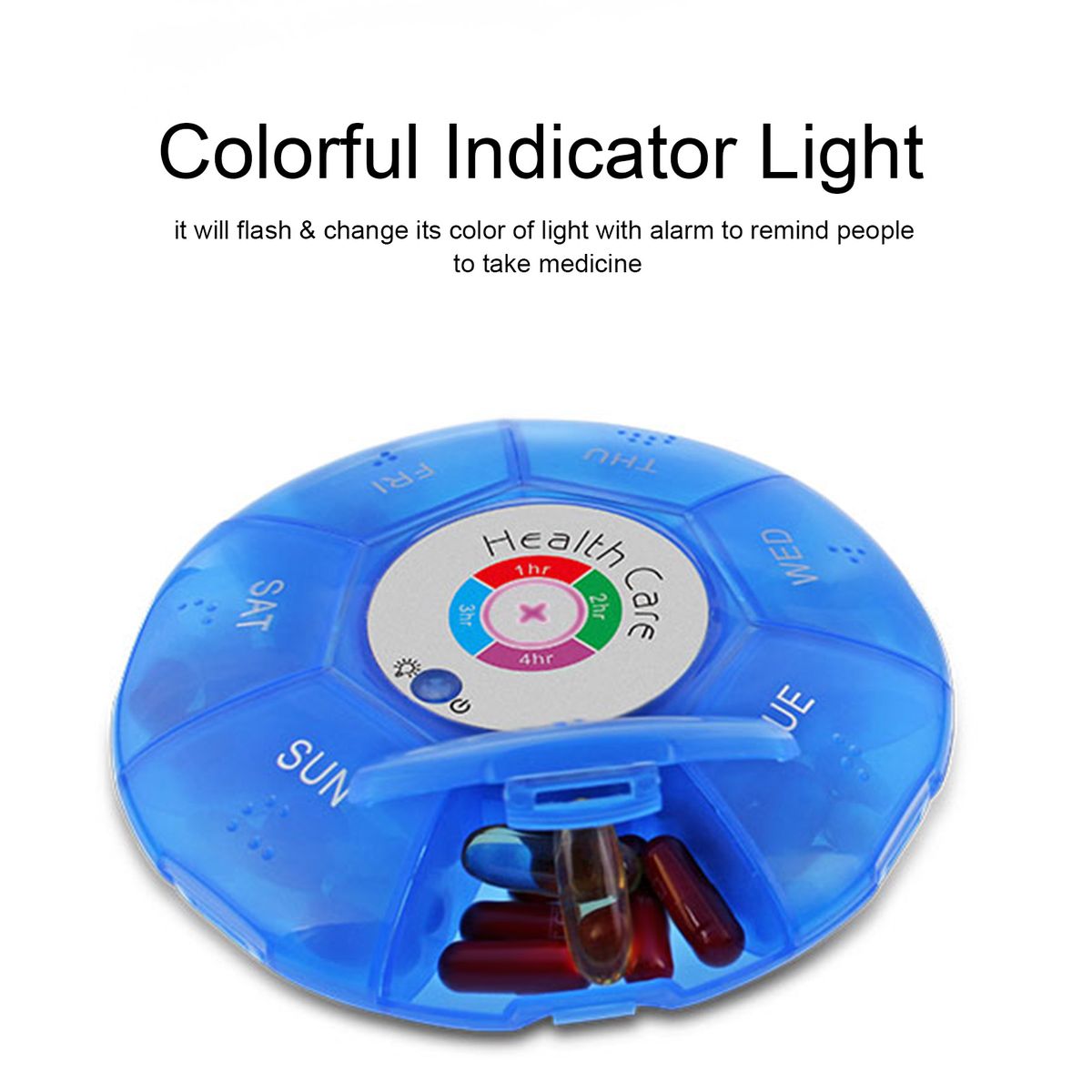 Portable Pill Organizer Pill Box Case Electronic Timer Alarm