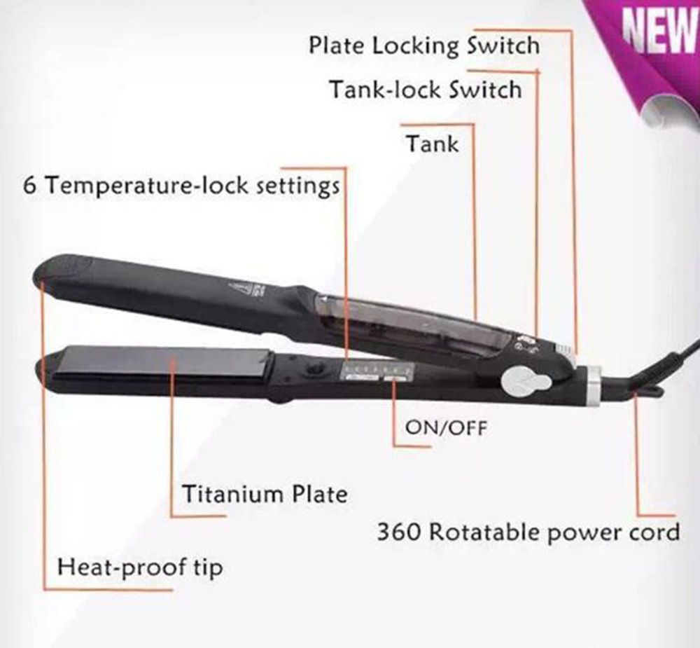 Hair Steam Straightener Ceramic Steam Flat Iron Vapor Plate