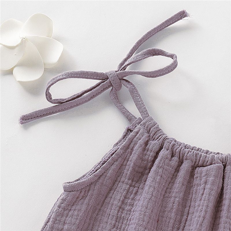 Baby Girls Sling Dress Ruffle Hem Sundress -Purple