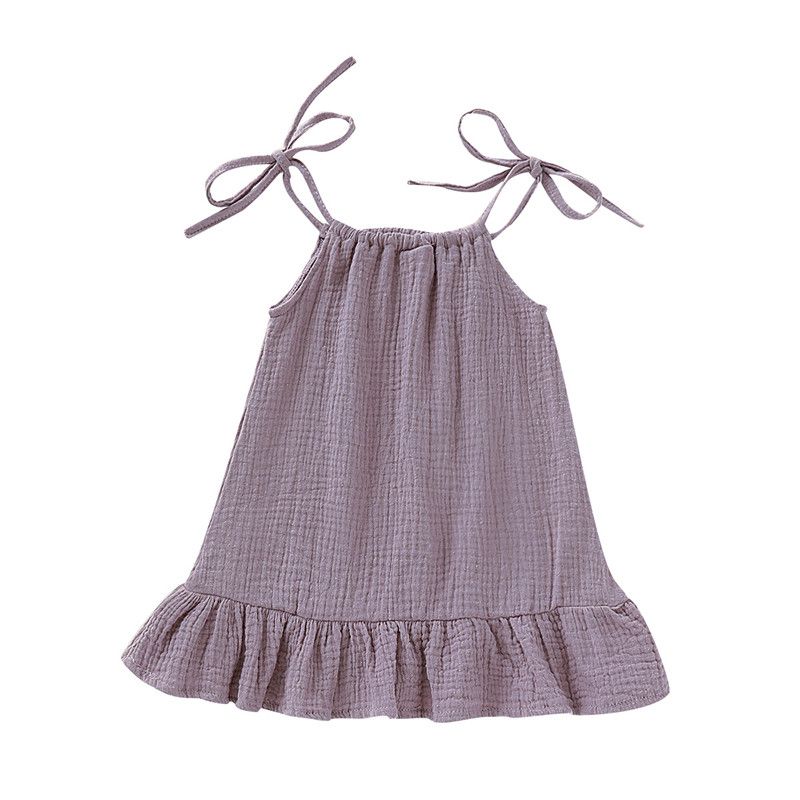 Baby Girls Sling Dress Ruffle Hem Sundress -Purple