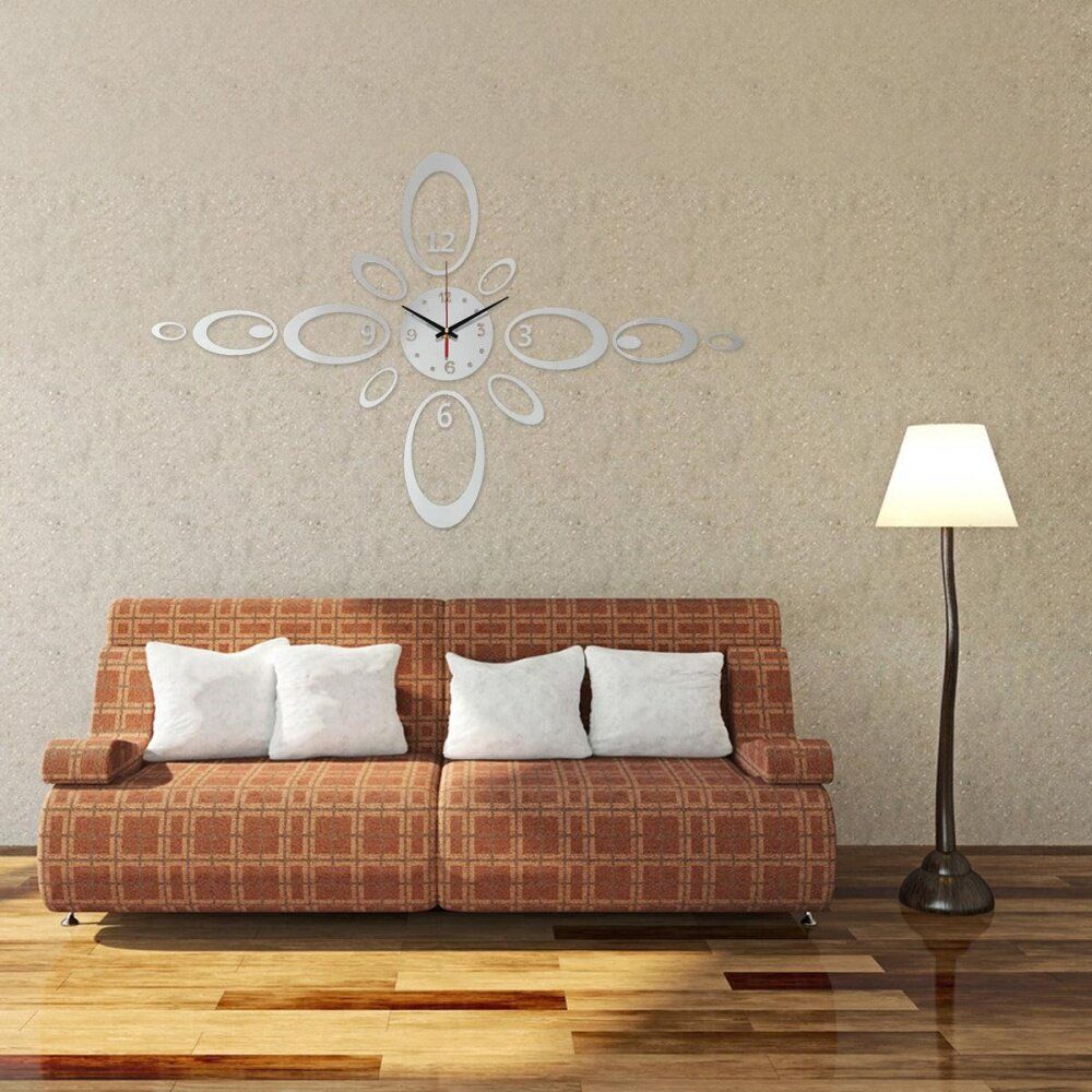 New DIY Oval Number Digits Wall Clock Mirror Acrylic Home Office Decor Stickers