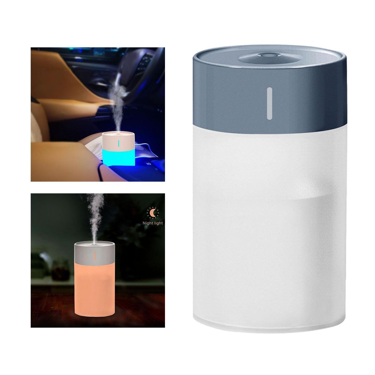 Air Humidifier Quiet Cool Mist  Diffuser For Car Home Gray