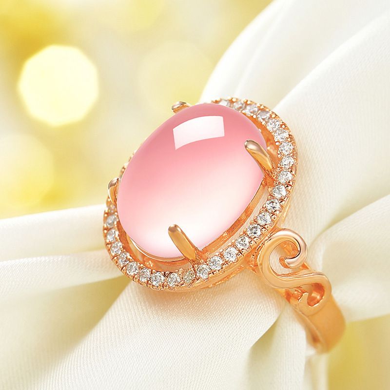2020 New Diamond Adjustable Wedding Rings Pink + Ring Box
