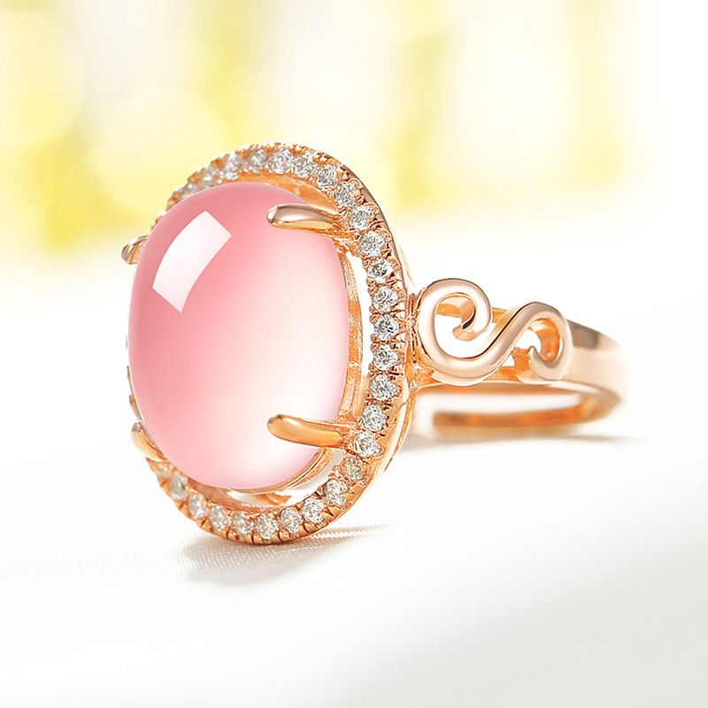2020 New Diamond Adjustable Wedding Rings Pink + Ring Box