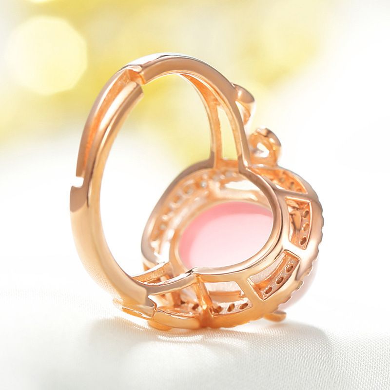 2020 New Diamond Adjustable Wedding Rings Pink + Ring Box