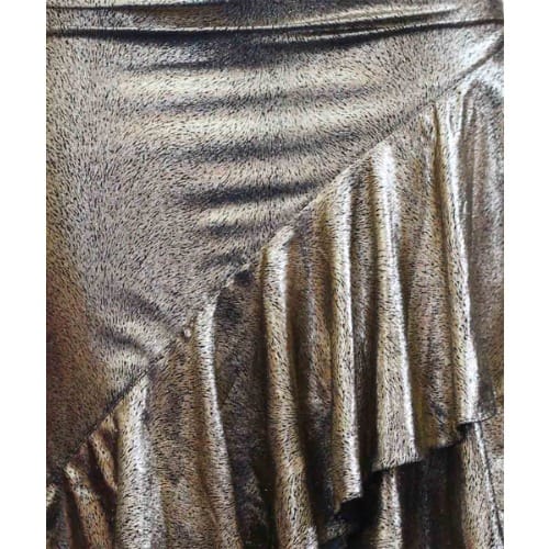 Metallic Slant Flare Skirt -Gold