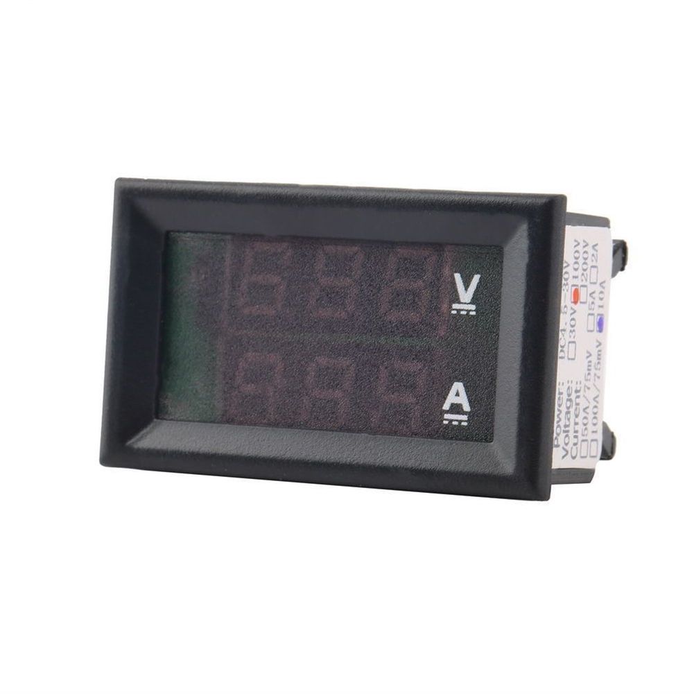 DC 100V 10A Blue + Red LED Amp Volt Dual Digital Meter