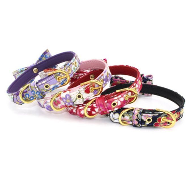 Outdoor Adjustable Pet Leash Soft Fiber Training Butterfly Bow Pets Collar