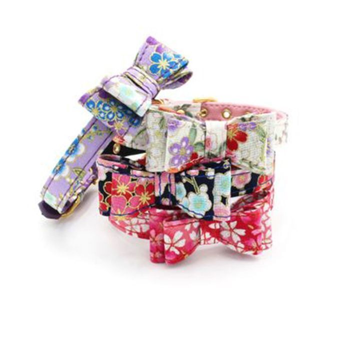 Outdoor Adjustable Pet Leash Soft Fiber Training Butterfly Bow Pets Collar