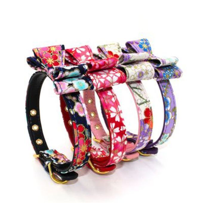 Outdoor Adjustable Pet Leash Soft Fiber Training Butterfly Bow Pets Collar