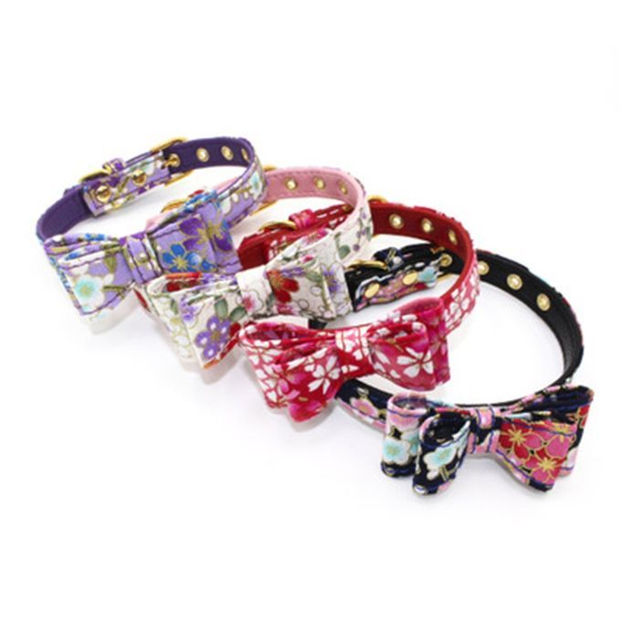 Outdoor Adjustable Pet Leash Soft Fiber Training Butterfly Bow Pets Collar