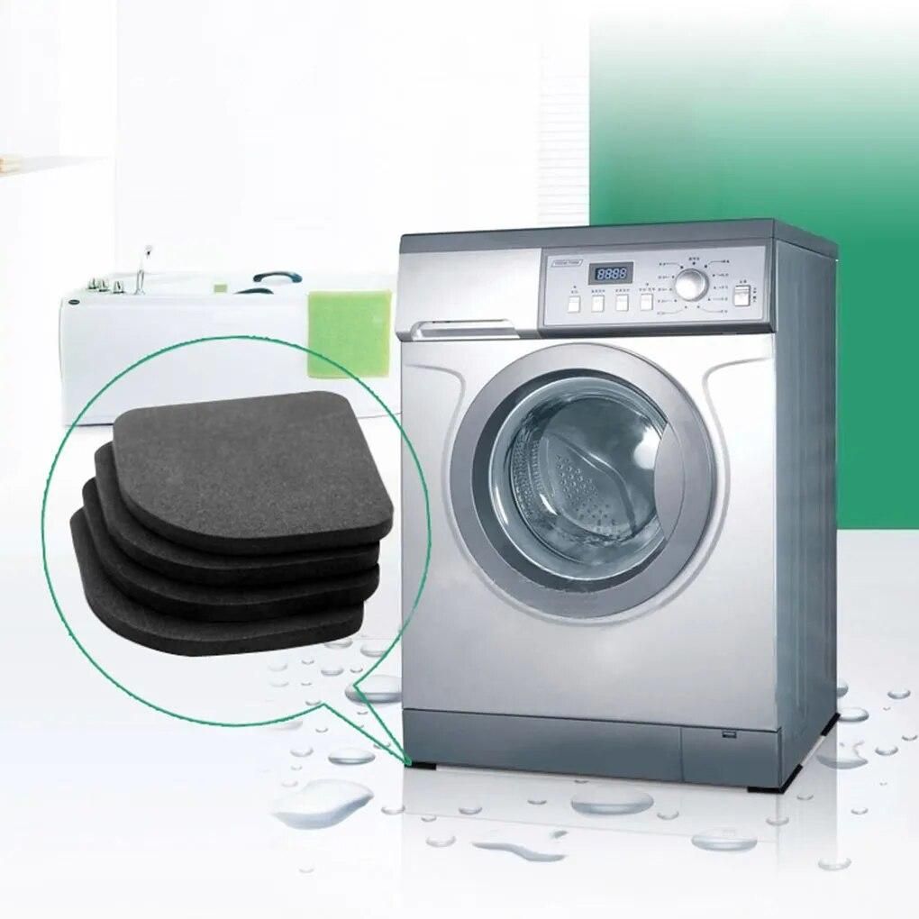 4-16Pcs Multifunction Washing Machine Shock Mute Pads Black Refrigerator Non-slip Anti-vibration Mats Bathroom Accessories