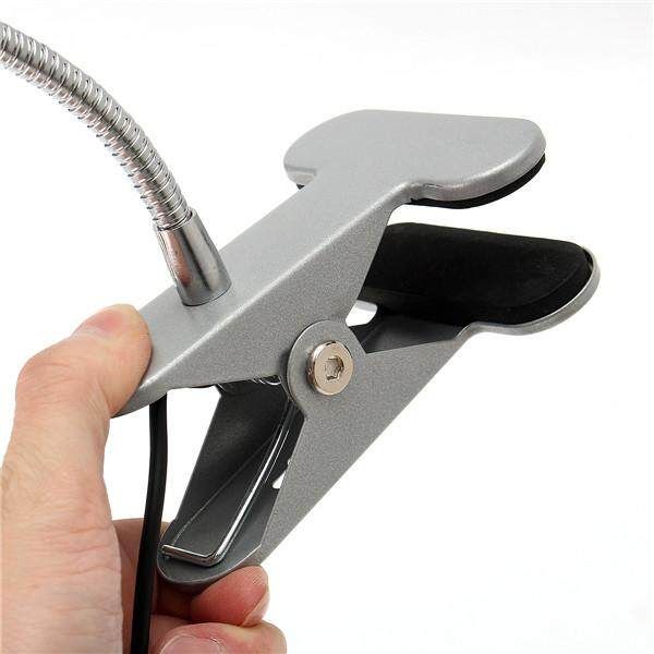 Flexible USB LED Clip-On Bedside Desk Reading Make Up Lamp White & Warm Light