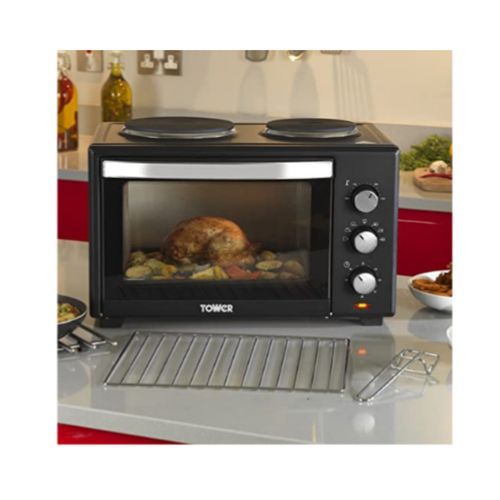 40L Mini Oven With Twin Hotplates & Grill - 1000W