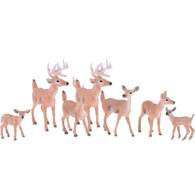 6x Wildlife Collection Solid Whitetail Deer Animal Action Figure Kids
