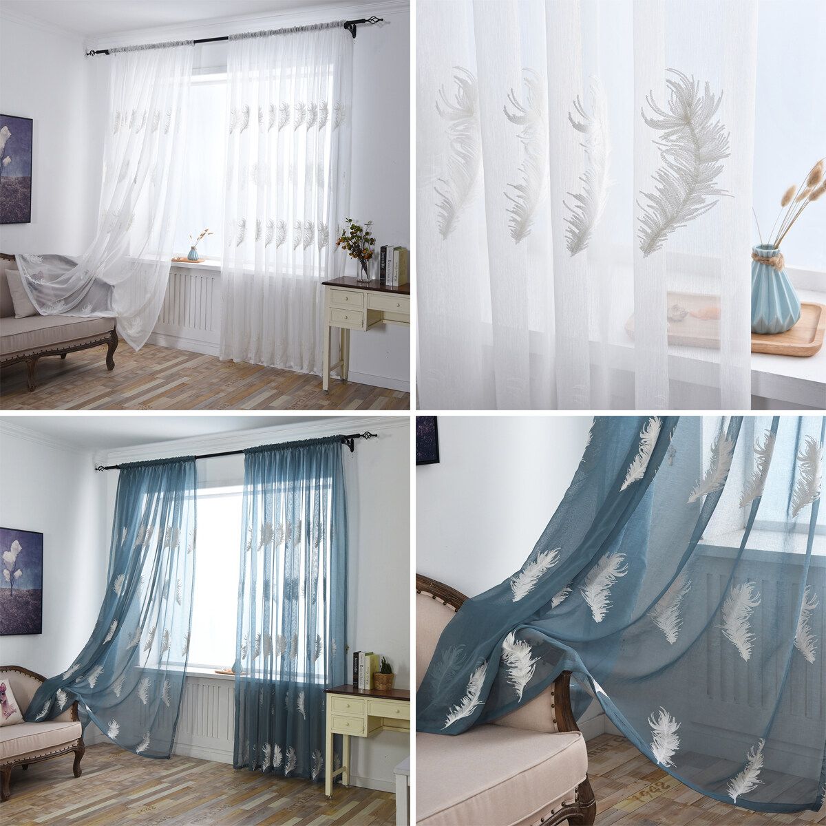 Home Decor Tulle Voile Window Curtain Drape Panel Valances Gauze Living Room Modern White 3mx2.5m
