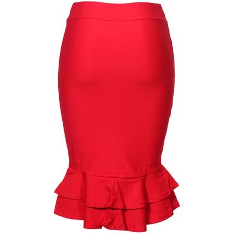 Women's Step Design Skirt - Red