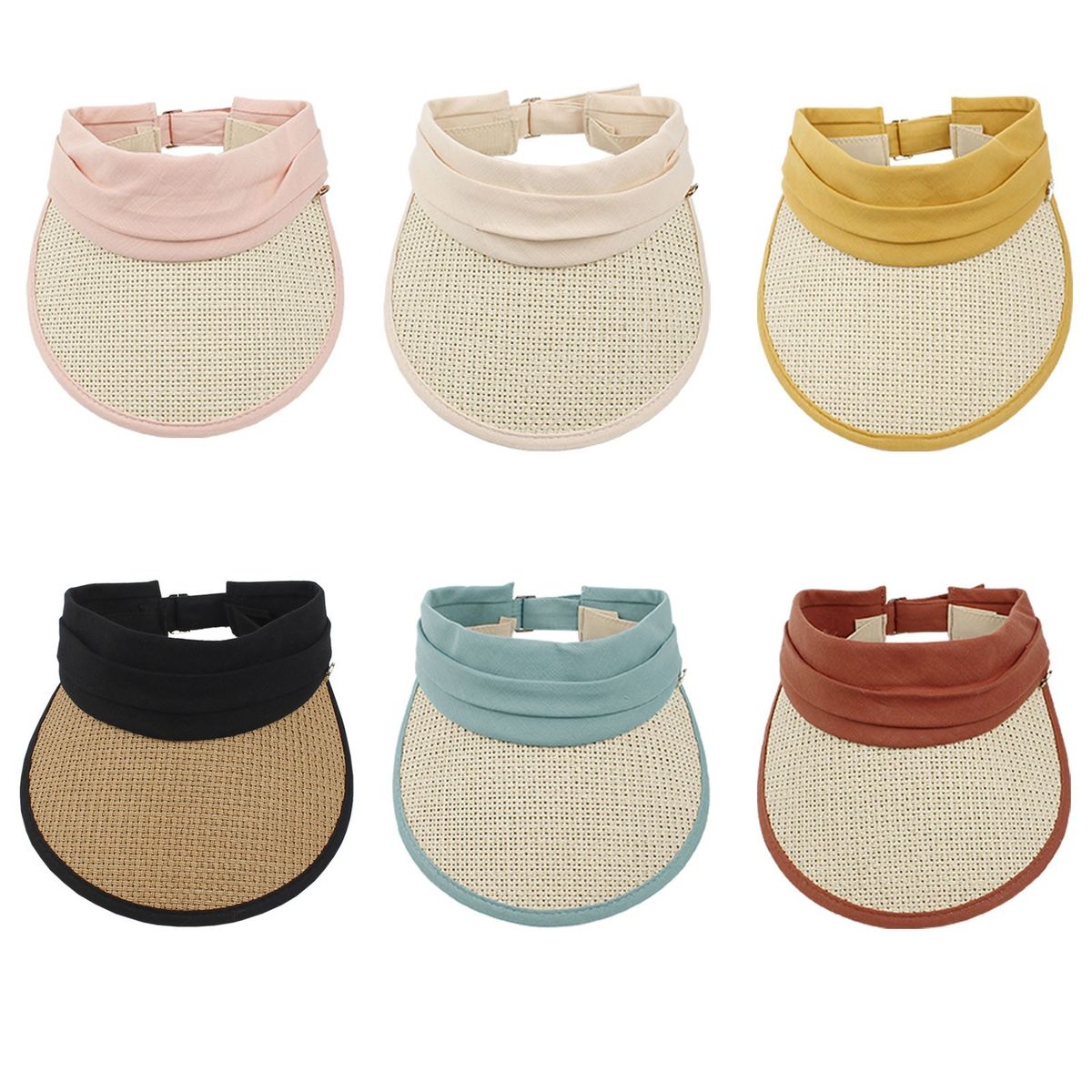 Women Hat Straw Hat Empty Top Adjustable Sun Protection